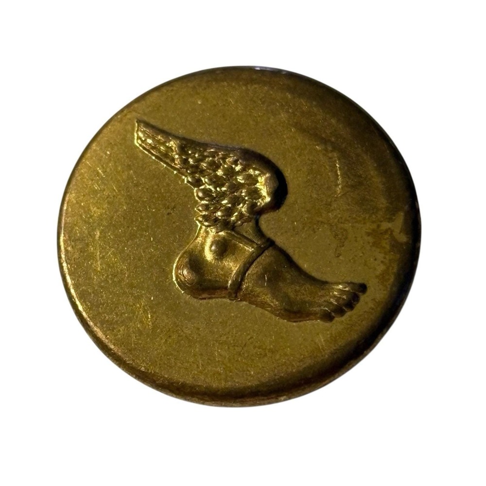 VTG Winged Foot Waterbury Button Co Buttons Brass Military Uniform Conn Set Of 2 - Picture 4 of 10